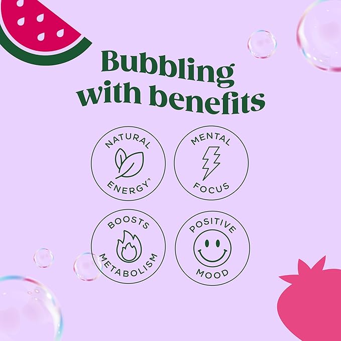 Bloom Nutrition Sparkling Energy Drink, Zero Sugar, 180mg Caffeine | Strawberry Watermelon | 12oz | 24 Pack | Antioxidant-Rich