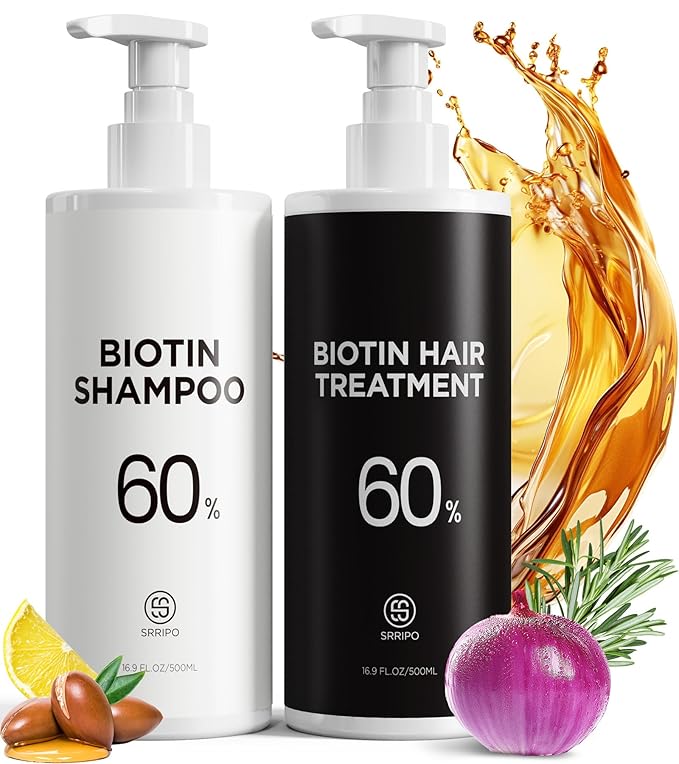 Dual Essence Hair Growth Shampoo and Conditioner Set with Biotin&Tripeptide, 3X Moisturizing Biotin Shampoo for Softer Shiner Hair, Anti-Loss Dandruff Routine Rosemary Shampoo for Men Women, 2x16.9oz