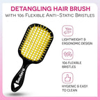 Bautero Brush Detangler Brush for Wet & Dry Hair, Pain-Free Brushing on All Hair Types, Knot Removal, Vented Hair Brush, Saku Sunflower