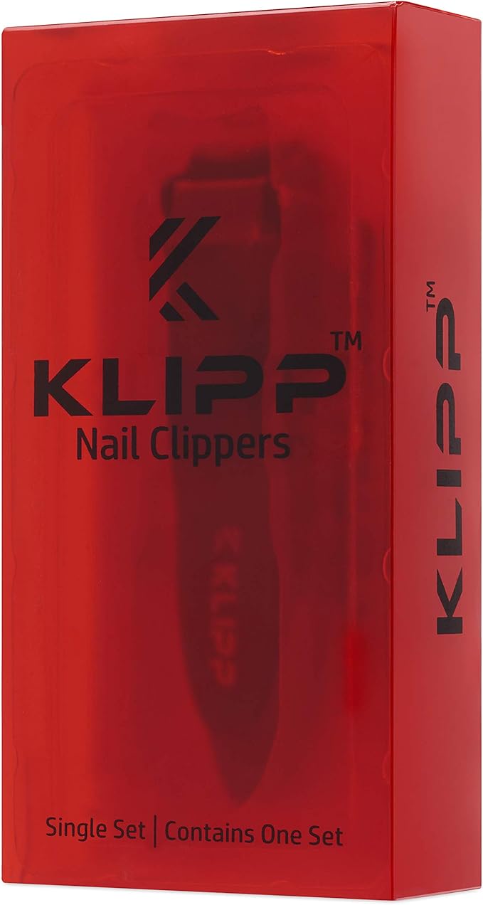 Nail Clippers for Men with Catcher - KLIPP Heavy Duty Razor-Sharp Self-Collecting Nail Cutter, Ergonomic Lever for Fingernails & Toenails, Ideal Gift for Men & Grooming Gifts Includes Ziplock Pouch