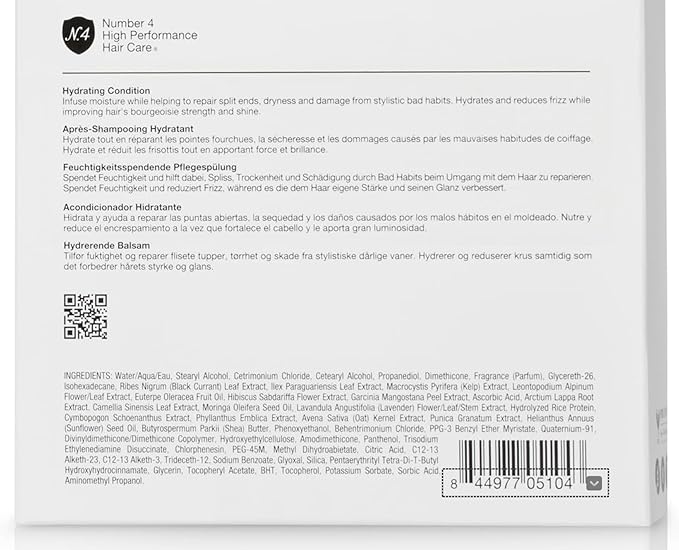 Number 4 Hydrating Hair Conditioner, Moisturizing Deep Conditioner for Dry, Damaged Hair, 8.5 oz