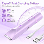 2025 New Bikini Trimmer for Women, 2 in 1 Dual Head Body Bikini Shaver, Ultra Low Silent, Painless & Cordless Hair Removal for Body , IPX7 Waterproof & Easy Cleaning for Shower & Travel (Purple)