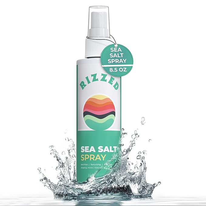 Rizzed™ Sea Salt Spray for Hair Men - Texturizing Spray with Castor Oil & Naturally Sourced Ocean Salts - Texture Sea Salt Sprays for Men - Surf Sprays to Add Volume and Beach Hair - 8.5oz