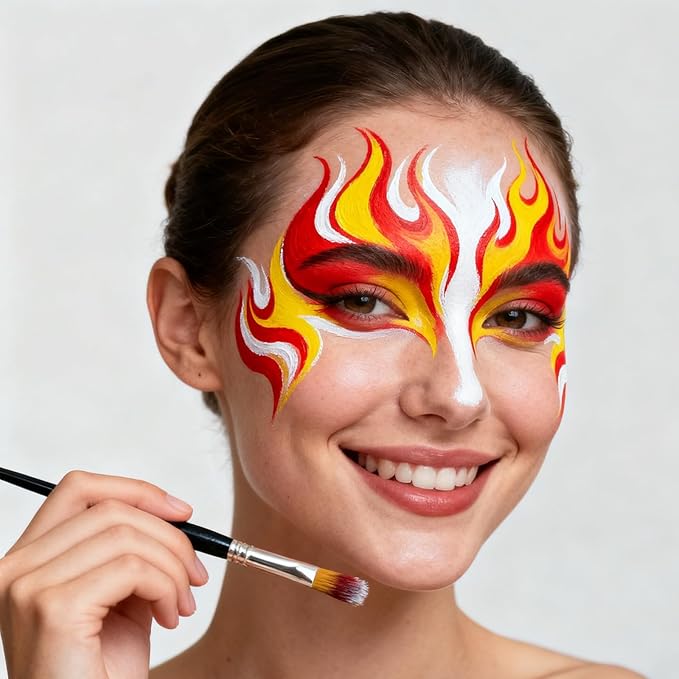 White Face Paint 90g Non-Toxic,Water Activated Face Painting Kit for Kids Adults,SFX Makeup Facepaint Palette for Halloween,Cosplay,Theater Party,Skeleton Skull Joker Special Effects (white)