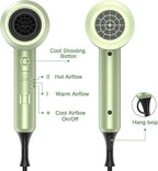 slopehill Professional Ionic Hair Dryer, Powerful 1800W Fast Drying Low Noise Blow Dryer with 2 Concentrator Nozzle 1 Diffuser Attachments for Home Salon Travel (Lime Cream)