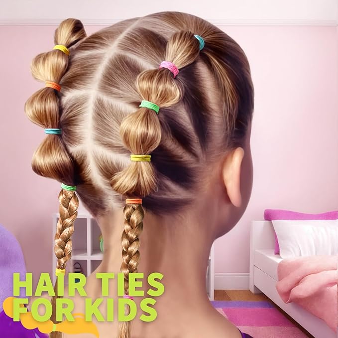 YGDZ Toddler Hair Accessories: 312 Elastic Hair Ties in 24 Colors, Small 3cm No Crease Ponytail Holders for Girls