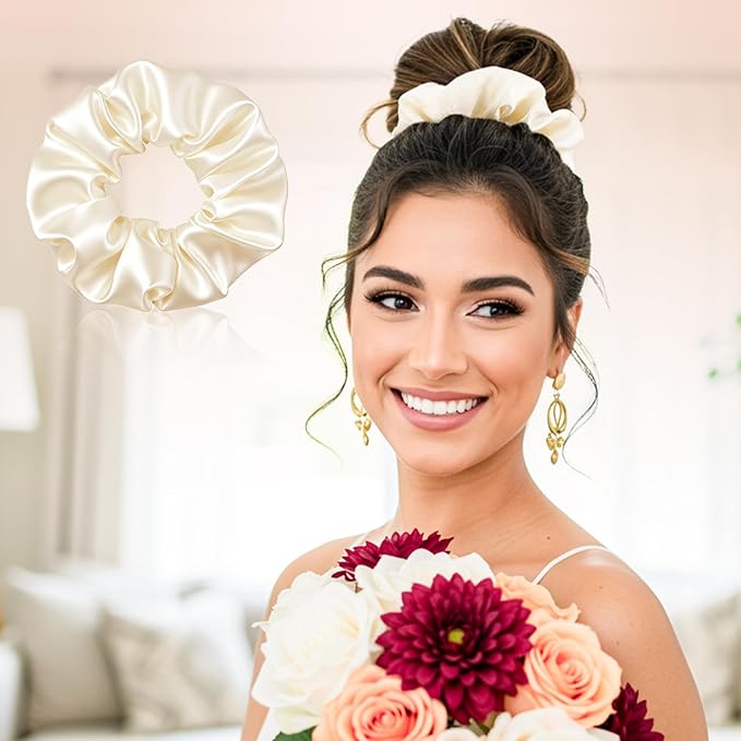 Large Satin Scrunchies, 8 Pack Sleepy Hair Tie Oversized 6inch Satin Scrunchies for Thick Hair Women Girl