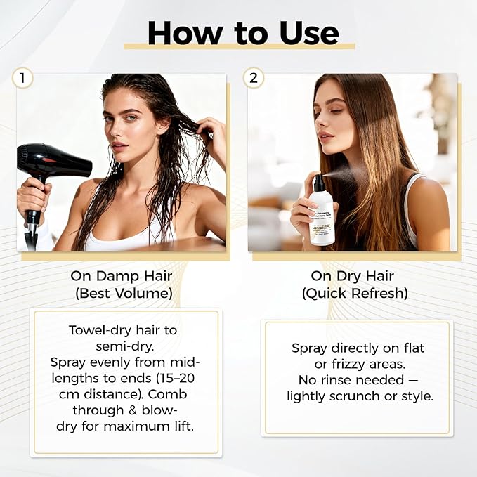 Hair Volumizer Thickening Spray (8.5 oz), Volume Texturizing Spray for Fine Hair Women & Men, Organic Ingredients, Protects, Strengthens & Repairs