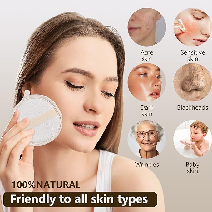 3 Pack Natural Loofah Face Scrubber, Women Facial Pad, Loofa Face Exfoliator Scrubber, Exfoliating Loofah Sponges for Shower Face