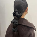 3 Pieces Satin Scrunchies Set for Hair No Crease Elastic Hair Ties for Women and Girls (Black)