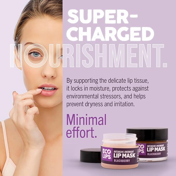 Eco Lips Daily Plumping Lip Mask with Hyaluronic Acid + Overnight Intensive Lip Mask with Gotu Kola 2-pack by Eco Lips 100% Natural. Made in USA