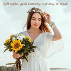 Boho Hair Ties with Beads, 25 PCS 5 Styles Cute Elastic Hair Bands for Thick or Thin Hair, No Damage Hair Tie Bracelets in Blue for Girls and Women