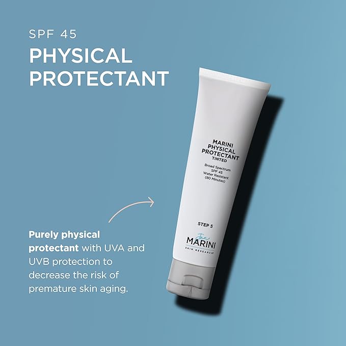 Jan Marini Skin Research Physical Protectant Tinted SPF 45 - Daily Face Protectant Product - Tinted SPF Facial Sunscreen - Sunscreen Aids Against Visible Wrinkles - Light to Medium Skin Tones - 2 oz