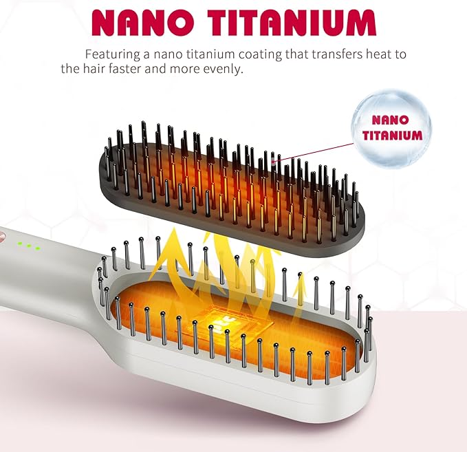 Hair Straightening Brush, Upgraded Negative Ionic Straightener Comb and Blow Dryer 2 in 1 for Women and Girl, 3 Optional Mode, Hot Air & Cold Air and Straighten & Curl Hair, Idea Gift