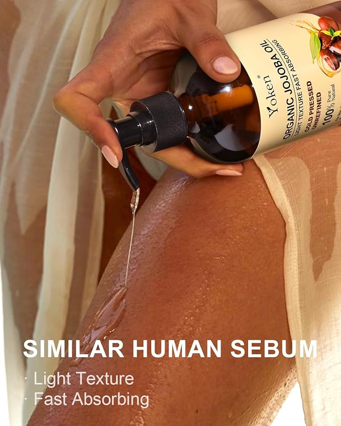 Organic Jojoba Oil Glass Bottle 16 fl oz, USDA Certified 100 Pure & Natural Jojoba Oil for Hair, Skin & Face, Cold Pressed Unrefined Hexane Free, Deeply Moisturizing Body Serum for Gua Sha