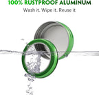 24 Pack 2 Ounce Screw Top Aluminum Tin Jar with Screw Clear Lid and Blank Labels, Refillable 60ml Metal Containers for Lip Balms, Candles, Salves, Spices, Crafts (Green)