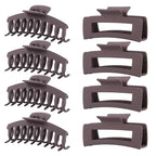 Brown Hair Clips for Women - 8 Pack 4.3 Inch Large Matte Banana Claw Clips for Women Thin Thick Curly Hair, Big Strong Hold jaw