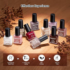 12 PCS Nail Polish Set 10 Color With 2PCS Base and Top Coat Quick Drying Fall Nude Brown White Red Color Holiday Gift for Her