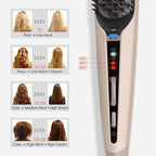 Tome Steam Hair Straightener Brush, 3-in-1 Ionic Straightening Comb with 2 Steam Levels, 3 Heat Settings (356°F–428°F), Dual Voltage 110-240V, Anti-Scald Design for Frizzy & Curly Hair Color Pink