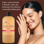 Being Naturals Aloe vera Gel - from 100% Pure Organic Aloe- Natural Raw Moisturizer for Face, Body, Hair. Perfect for Sunburn, Acne, Razor Bumps 16.9 fl oz (Salmon DNA + Niacinamide)