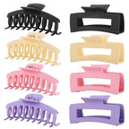 LuSeren 8 Pack Hair Clips for Women 4.3 Inch Large Hair Claw Clips for Women Thin Thick Curly Hair, Big Matte Banana Clips,Strong Hold jaw clips Black Purple Beige Pink