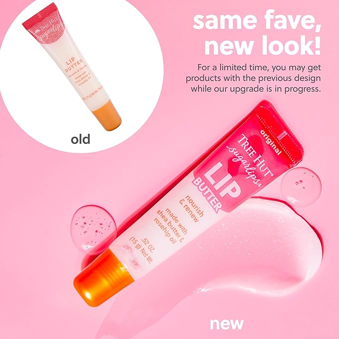 Tree Hut Sugarlips Lip Butter, Lock in Moisture & Nourish Skin for Full, Hydrated Lips, Essential Lip Care, 0.52 Fl oz.