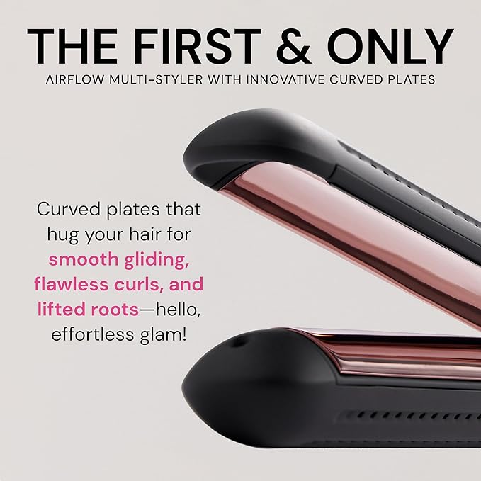 L'ANGE HAIR Le Duo Flex 360° Airflow Titanium Styler | Curling Iron with Adjustable Settings Creates Waves | Air Flow Styler Enhances Volume Locks | Dual Voltage Tool for All Hair Types (Black)