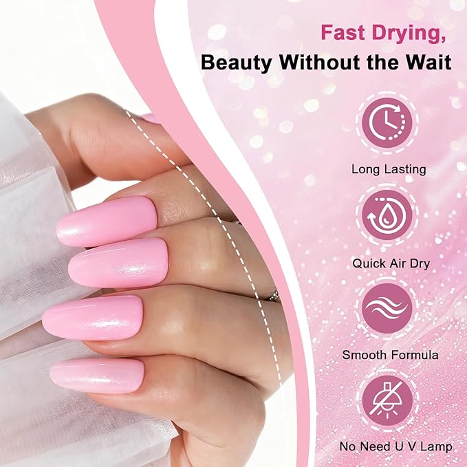 16.5ml Light Pink Glitter Nail Polish Large Volume Quick Dry Nail Polish, Long Lasting Shine, Fingernail Toenail Nail Art DIY Home Travel Nail Art Gift