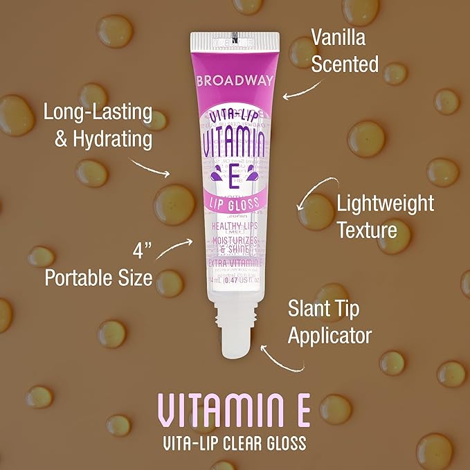 Ruby Kisses Broadway Vita-Lip Clear Lip Gloss (Vitamin E 6 Pack), Ultra-Hydrating & Soothing Formula with Multi-Vitamin Oils, High-Shine Non-Sticky Finish, Healing Lip Balm for Healthy Lips