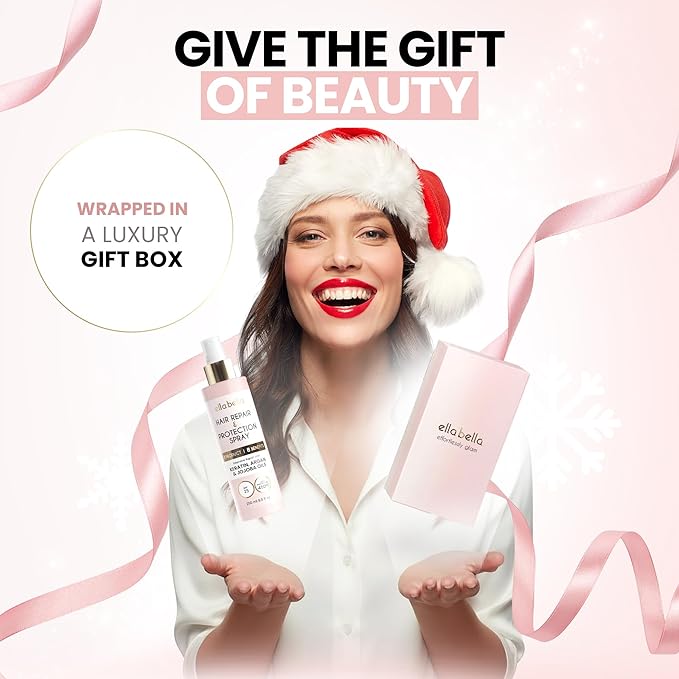 ELLA BELLA®️ All-in-1 Heat Protectant Spray for Hair • Repair, Protect, and Nourish with UV Shield • Cruelty-Free Formula with Argan Oil, Jojoba, and Keratin • Professional Hair Heat Protection Spray