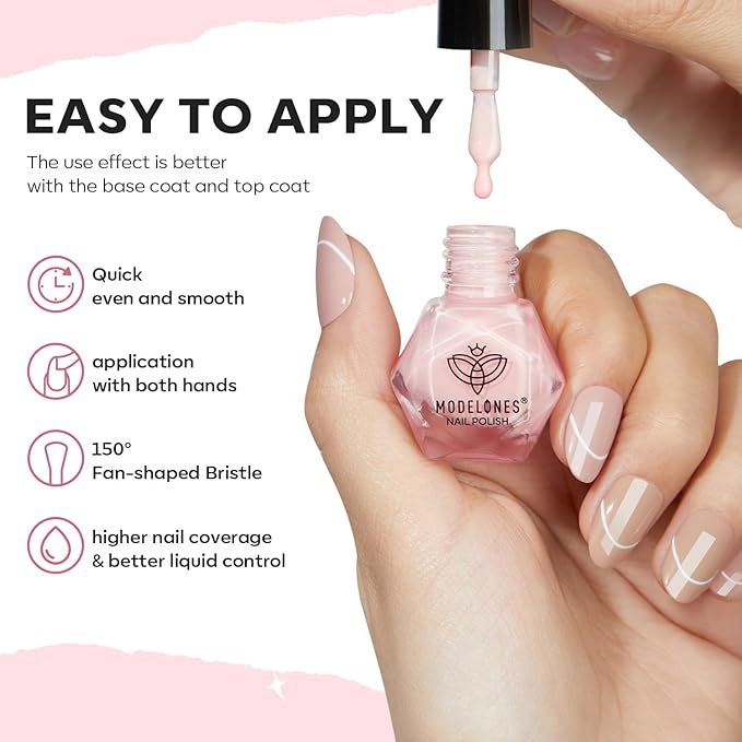 modelones Nail Polish Set, 6 Colors Natural Nude Nail Polish Bubble Bath Quick Dry Skin Tone Glitter Summer Nail Polish Kit Fingernail Polish Nail Art Salon Home Gifts For Women Girl