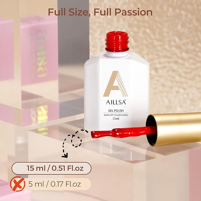AILLSA Red Gel Nail Polish Hot Lady Gel Polish Apple Candy Color Jelly Gel Polish Long Lasting Soak Off U V Nude Gel Nail Manicure Salon at Home Holiday Gifts for Women 0.5 Fl Oz/GB11