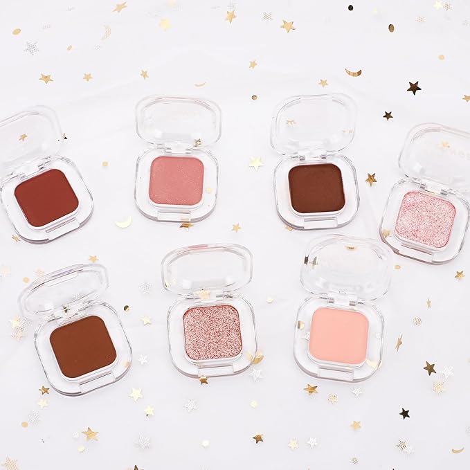 Erinde Dusty Rose Single Eyeshadow Palette, Matte Shimmer Cream Eye Shadow for Women, Blendable Long-Lasting Waterproof Eye Makeup Palette, High Pigment Powder Sombra De Ojos, 06 Blush Pink