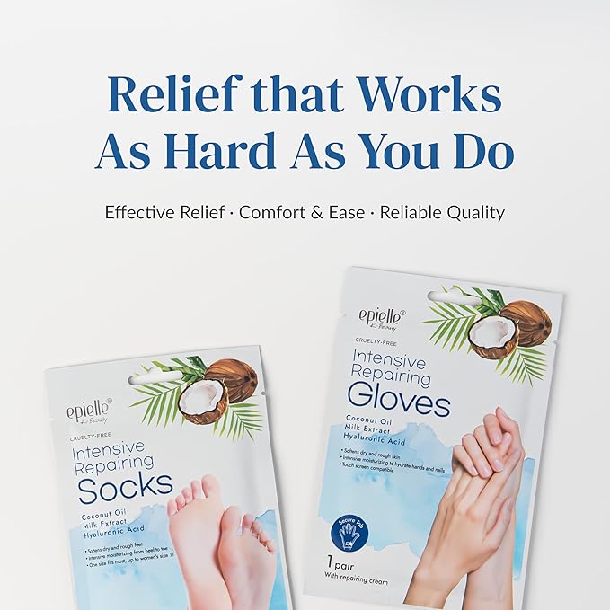 Epielle Intensive Repairing Hand Mask 6 Pairs, Deep Moisturizing Gloves for Dry, Cracked Hands, Self Care Gifts for Women, Spa Kit, Stocking Stuffers, Thanksgiving Essentials