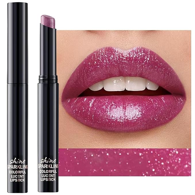 Dark Purple Lipstick For Women Matte Nude Glitter Highly Pigmented Moisturizing Lip stick Hypoallergenic Waterproof Long Lasting Lipsticks Quick Makeup Lightweight Portable # 06