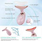 Facial Massager Red-Light-Therapy-for-Face and Neck, Face 𝖲 culpting Wand with 7 Color - Birthday, Christmas, Mothers Day, Valentines Day Gifts for Her Women Mom Best Friend Wife Teacher (Rose Gold)