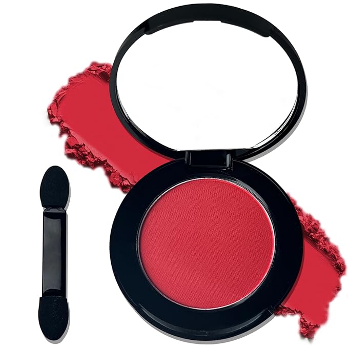 MEICOLY Red Single Eyeshadow with Mirror,Matte Eye Shadow for Halloween Makeup,Pressed Powder Eyeshadow,Matte Shade Eyelid Color Eye Makeup for Women and Girls,High Pigment,Long Wear,Waterproof