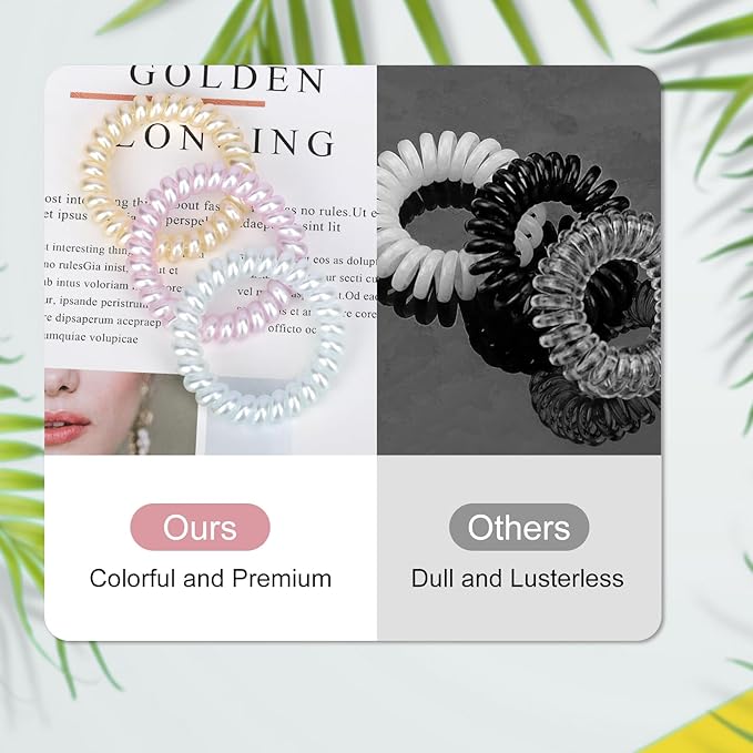 JessLab Spiral Hair Ties for Women, 10-Pack Traceless No-Damage Ponytail Holders, Coils Hair Bands for Girls, Assorted Colors