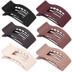 French Flat Hair Clips for Women 6pcs Hair Claw Clips for Thick or Thin Hair Matte Claw Clips for Girls Barrettes Non-Slip Strong Hold Hair Accessories for Women (Brown Scarlet)