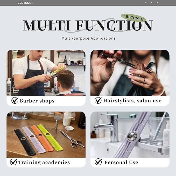 Professional Hair Cutting Comb - Rotatable Design Fine Tooth Barber Combs Anti-Static Styling Comb for Women and Men All Hair Types (Black)