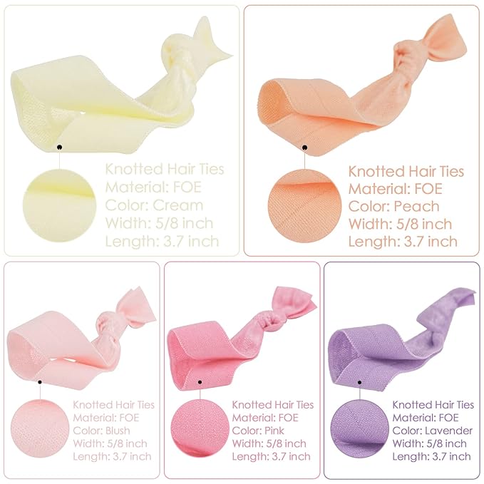 MEEDEE 100 Pack Pastel Rainbow Elastic Hair Accessories: No Crease Soft Ribbon Hair Ties, Knotted Ponytail Holders, Damage-Free Yoga and Workout Hairbands, Colorful Elastic Bracelets