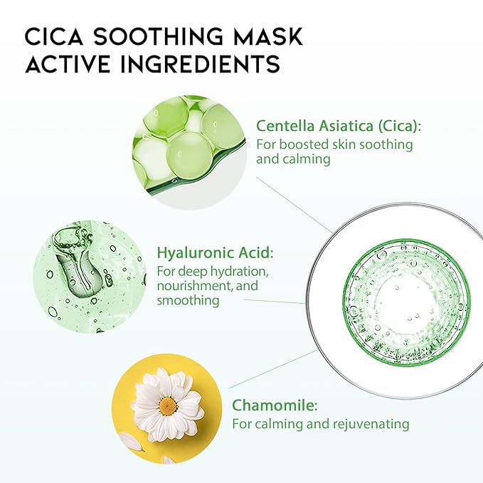 Hydrating Sheet Mask Starter Kit Variety Pack for Skin Care, Dry, Ance, Sensitive Skin, Korean Vegan Facial Sheet Mask for Men & Women, Collagen, Cica, Ceramide, Hyaluron, Retinol 5EA