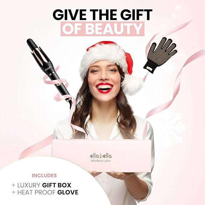 ELLA BELLA® Automatic Rotating Curling Iron • Auto Hair Curlers • Easy to Use • Digital Display to Accurately Control Temperature • Transform Your Look in Seconds • Ideal for Longer Hair