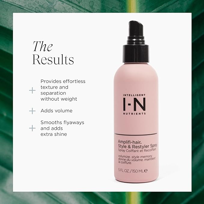Intelligent Nutrients Amplifi-hair Style & Restyler Spray, Volume Boost and Texture Styling for All Hair Types, Vegan, 5 Oz