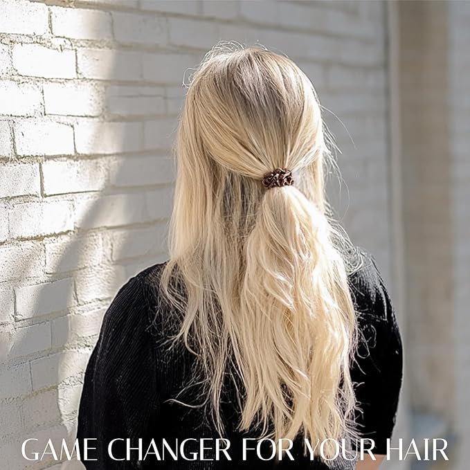 OLESILK Silk Hair Ties for Women: 100% Mulberry Skinny Silk Scrunchies, Soft Smooth No Damage No Crease for Thin Fine Curly Hair 5 Pack, Brown