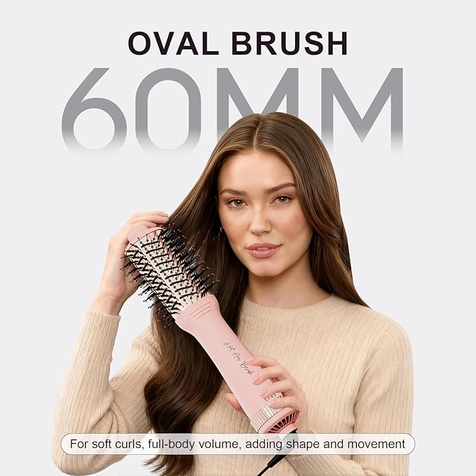 One Step Hair Dryer Brush Blow Dryer, Dual Volatge Hair Dryer Brush-60mm Oval Brush Head, Volumizing Blowout Brush with Ionic Technology for Salon Quality Blowout, Smooth and Shiny Hair