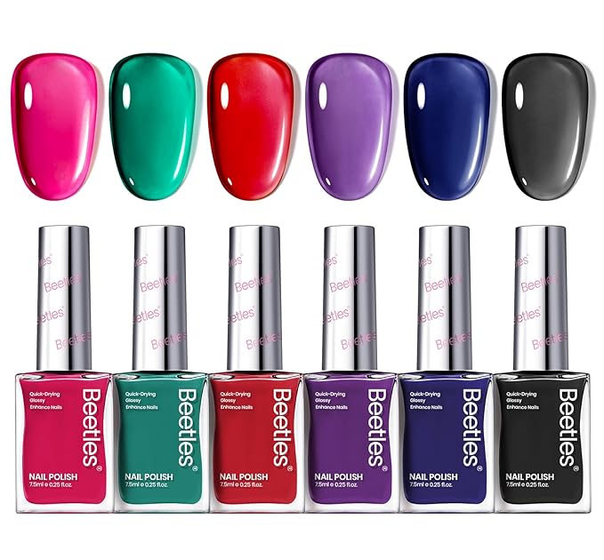 Beetles Christmas Nail Polish Set, 6 Colors Quick Dry Jelly Nail Polish Kit, Winter & Fall Sheer Jelly Syrup Nails Enchanted Night Gifts for Women Salon DIY Manicure Kit