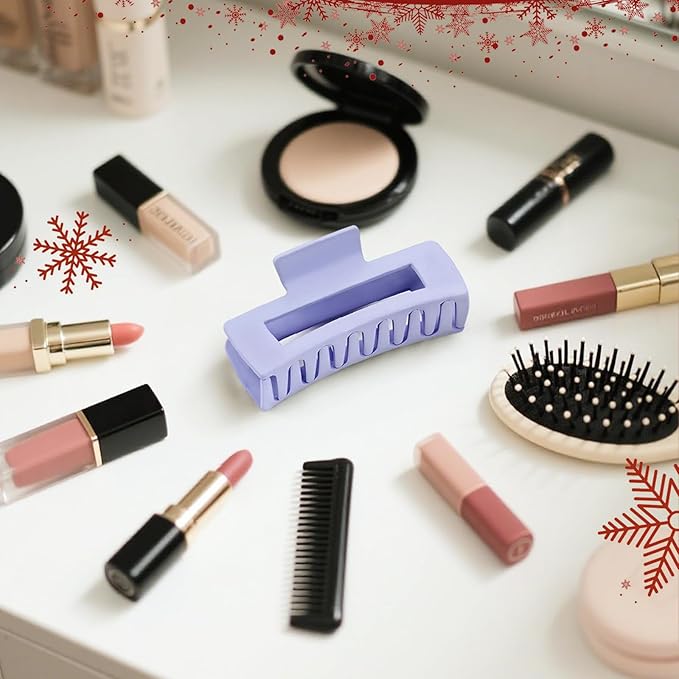 TOCESS Hair Claw Clips for Women - Large 8PK Neutral Matte Jumbo Square Hair Clips for Thick, Thin, Long, Short, Curly Hair Girls, Big Jaw Clip Set for Daily Use(Lavender Purple)