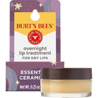 Burt's Bees Original Overnight Intensive Lip Treatment, Moisturizing, Restorative, Reduces Fine Lines, Vitamin E, Ceramides Oils, Natural Origin Lip Care, 0.25 Oz.