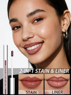 Lip Stain Peel Off Lip Liner Stain with Tweezer, Long Lasting Matte Lip Tint Tattoo, Highly Pigmented Color Lip Makeup, Waterproof Lipstick, Transfer-proof Lipstain for Women, Chestnut Brown